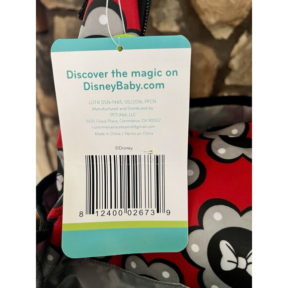 DISNEY BABY MINNIE MOUSE 5-in-1 Adjustable Strap Red Carryall Diaper Bag Set NWT - Picture 10 of 12